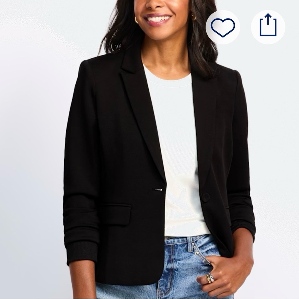 Knit Blazer With Rib Trim Sleeve